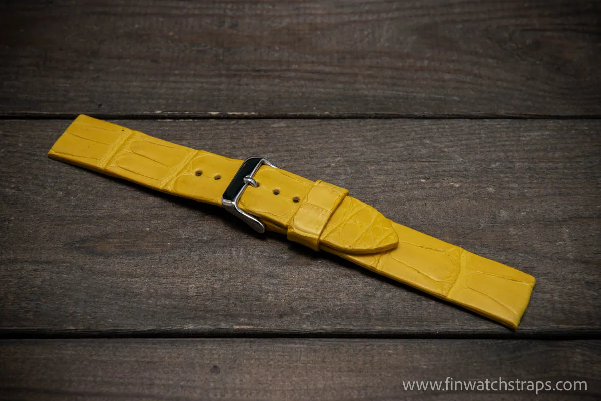 Alligator watch strap, Yellow matte, handmade in Finland, French Croco