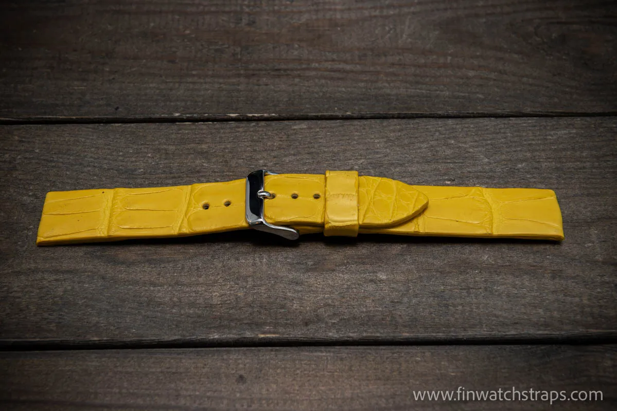 Alligator watch strap, Yellow matte, handmade in Finland, French Croco
