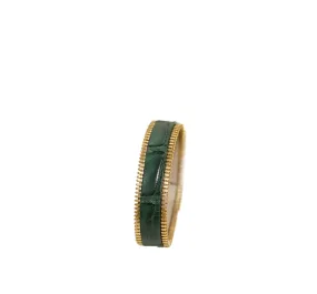 Alligator Zip Miss Bracelet - Green   Gold Alligator Zip Miss Bracelet - Green   Gold
