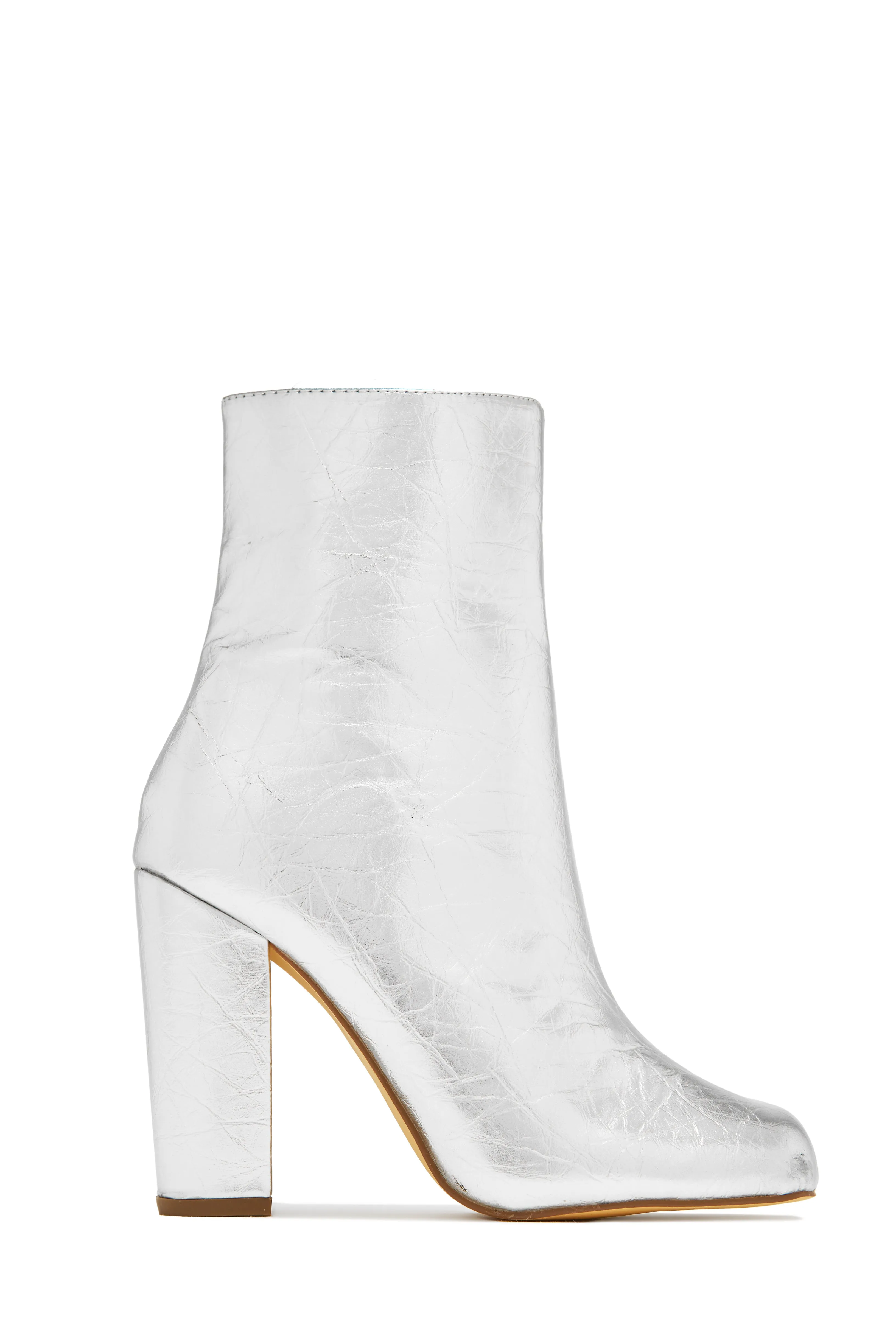 Alura Toe Split Block Heel Ankle Boots - Gold