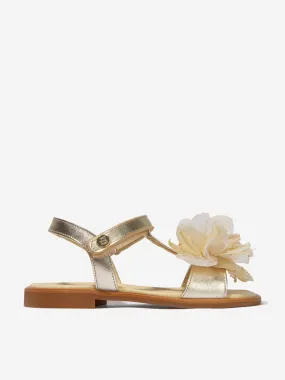 Andanines Girls Leather Flower Sandals Andanines Girls Leather Flower Sandals