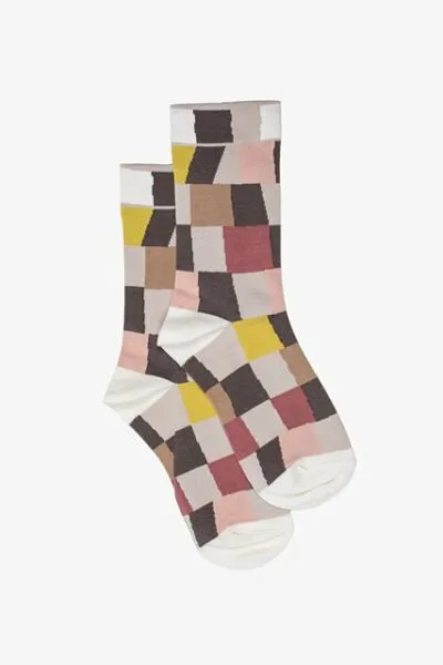 ANTLER sock Abstract Check Pink