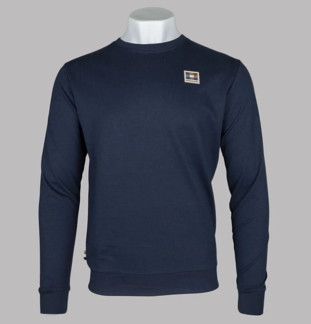 Aquascutum Club Check Patch Sweatshirt Navy