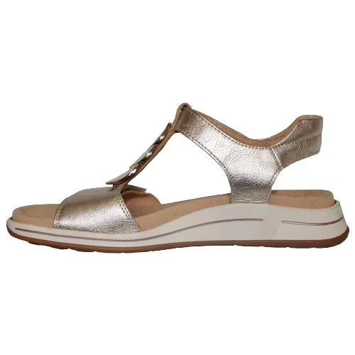 Ara Velcro Strap Sandals - 34826-14 - Metallic Gold