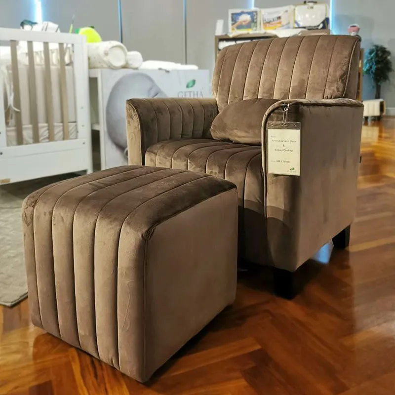 Arm Chair with Stool and Kidney Cushion