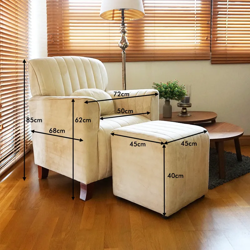 Arm Chair with Stool and Kidney Cushion