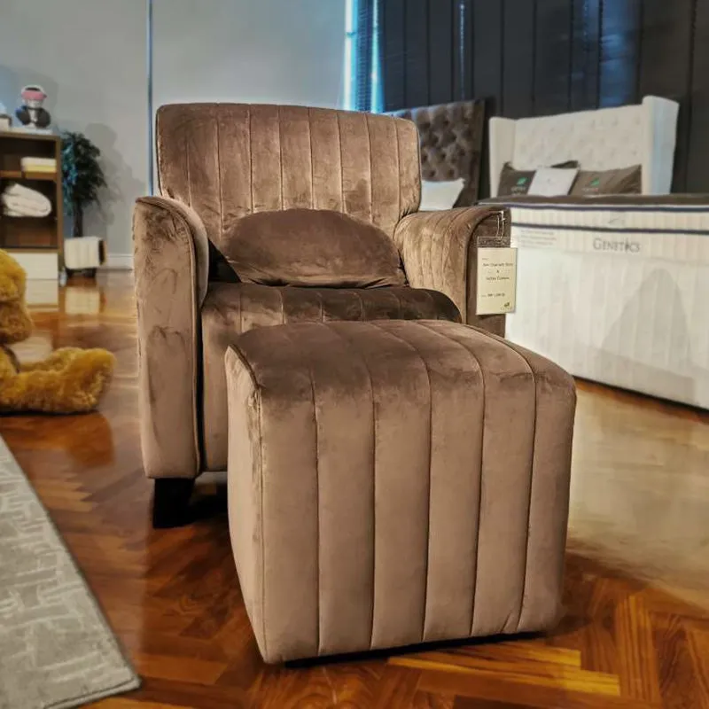 Arm Chair with Stool and Kidney Cushion