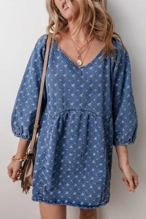Ashleigh Blue Textured Open Back Loose Fit Denim Dress Ashleigh Blue Textured Open Back Loose Fit Denim Dress