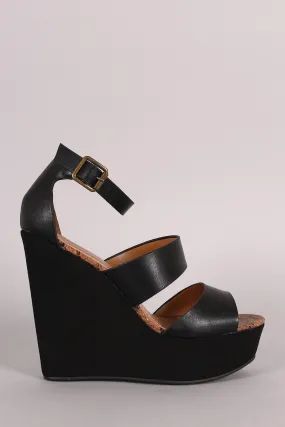 Bamboo Strappy Ankle Strap Platform Wedge Bamboo Strappy Ankle Strap Platform Wedge