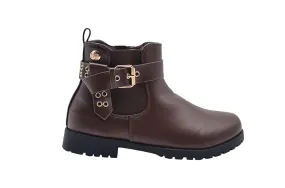 bebe Girls Big Kid Easy Pull-On Short Ankle Chelsea Boots Embellished with Buckle Straps bebe Girls Big Kid Easy Pull-On Short Ankle Chelsea Boots Embellished with Buckle Straps
