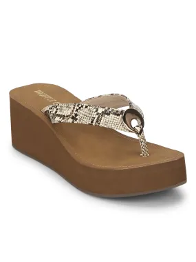 Beige PU Snake Pattern Slip On Wedges Beige PU Snake Pattern Slip On Wedges