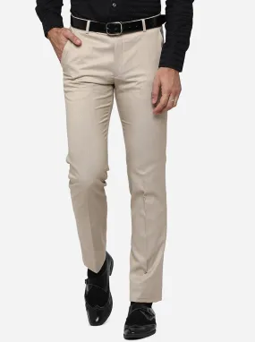 Beige Solid Slim Fit Formal Trouser | Greenfibre Beige Solid Slim Fit Formal Trouser | Greenfibre