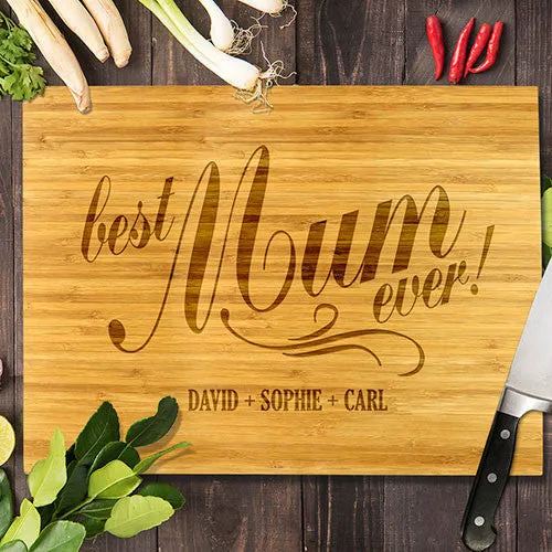 Best Mum Ever Bamboo Cutting Board 8x11"
