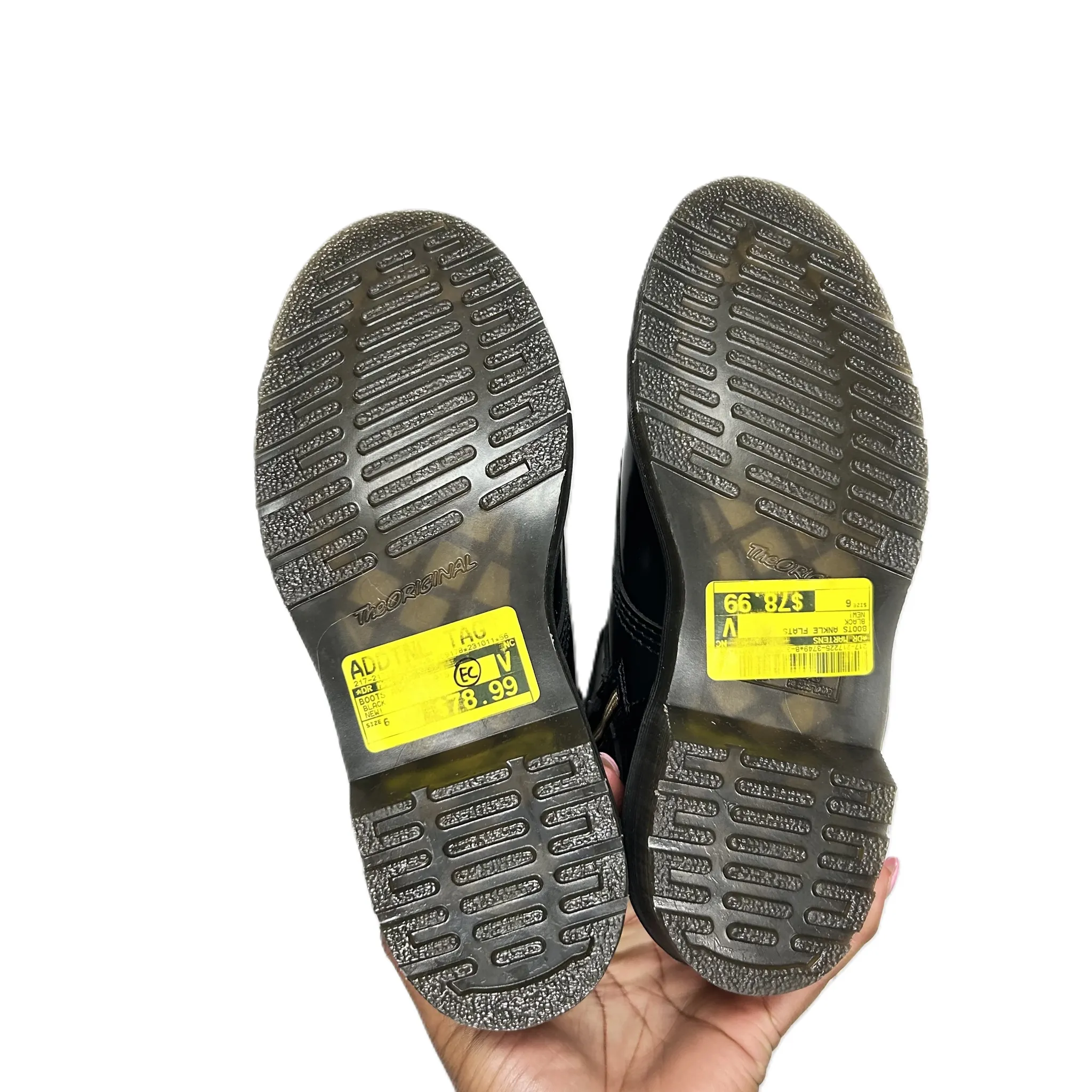 Black Boots Ankle Flats By Dr Martens, Size: 6