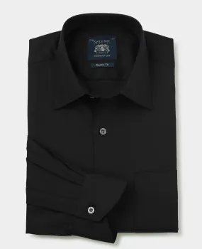 Black Cotton Herringbone Classic Fit Formal Shirt - Single Cuff Black Cotton Herringbone Classic Fit Formal Shirt - Single Cuff