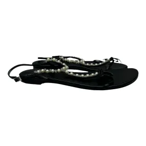 Black Sandals Flats By Stuart Weitzman, Size: 9 Black Sandals Flats By Stuart Weitzman, Size: 9
