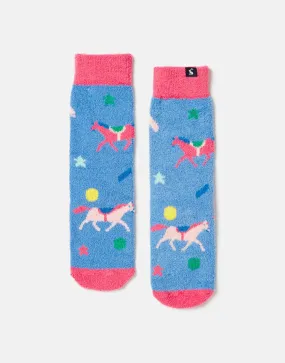 Blue Horse Fluffy Socks | Joules Blue Horse Fluffy Socks | Joules
