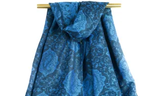Blue Teal Paisley Pashmina Scarf Bohemian Shawl Blue Teal Paisley Pashmina Scarf Bohemian Shawl