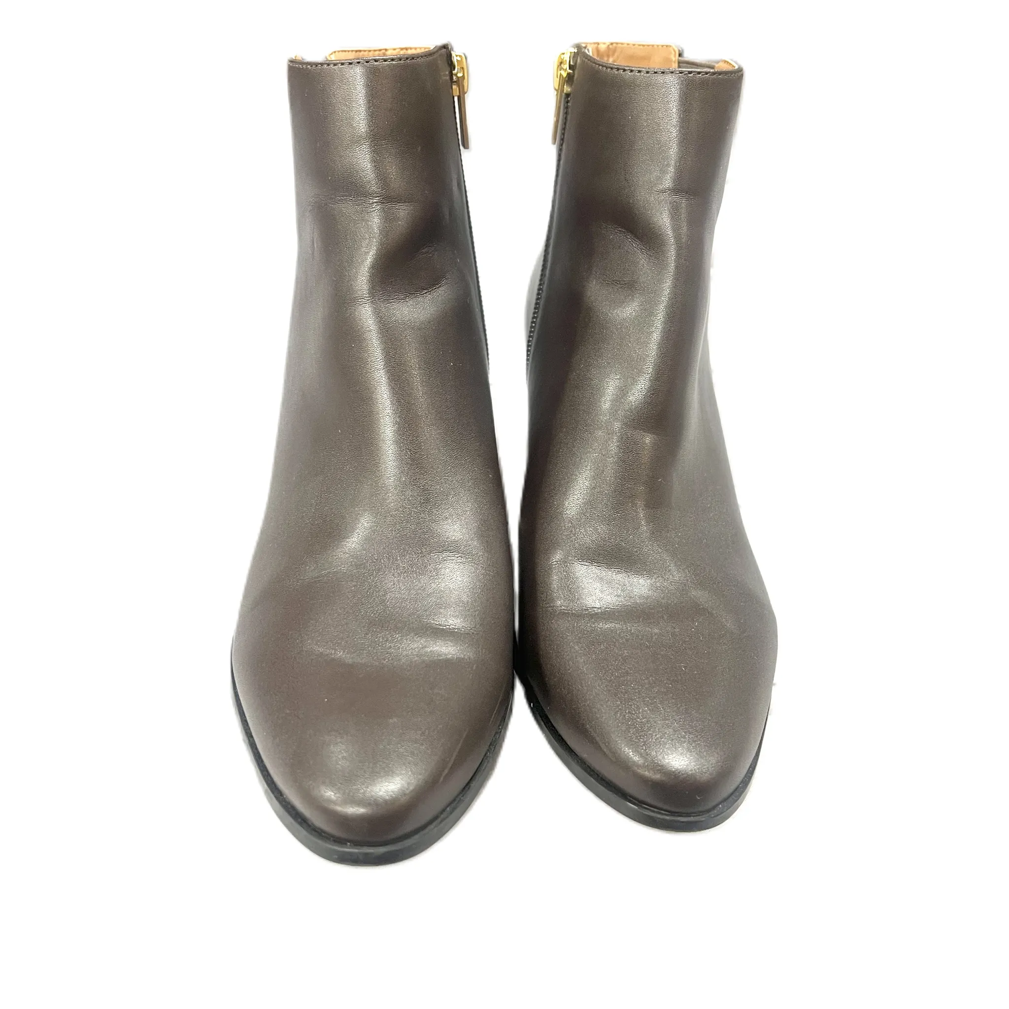 Boots Ankle Heels By Calvin Klein In Brown, Size: 8