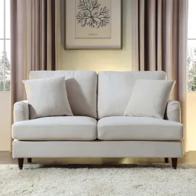 Brigette 2-Seater Beige Velvet Sofa with Antique Brass Castor Legs Brigette 2-Seater Beige Velvet Sofa with Antique Brass Castor Legs