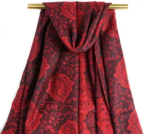 Burgundy Paisley Pashmina Scarf Bohemian Shawl Burgundy Paisley Pashmina Scarf Bohemian Shawl