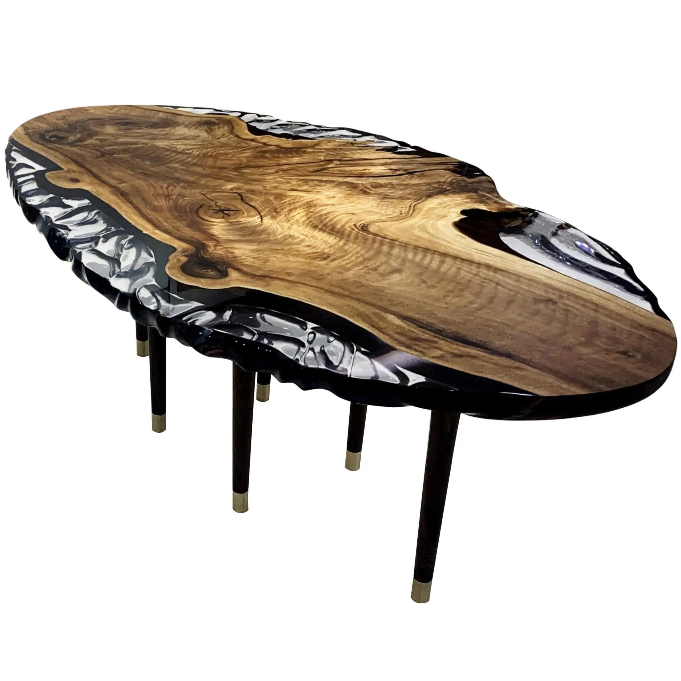 Calabria Walnut Wood Wavy Ellipse Dining Table