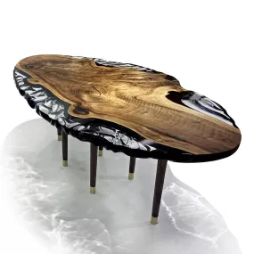 Calabria Walnut Wood Wavy Ellipse Dining Table Calabria Walnut Wood Wavy Ellipse Dining Table