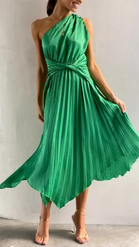 Cali One Shoulder Midi Dress - Green Cali One Shoulder Midi Dress - Green