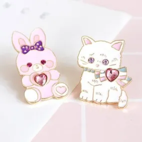 Cat & Bunny Jewelled Pins Cat & Bunny Jewelled Pins