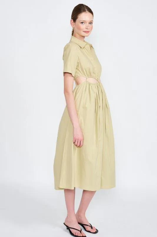 Collared Cutout Midi Dress