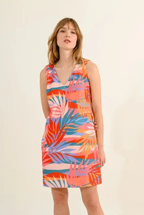 Colorful Palm Print Shift Dress Colorful Palm Print Shift Dress
