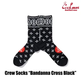 Cookman Crew Socks - Bandanna Cross : Black Cookman Crew Socks - Bandanna Cross : Black