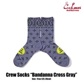 Cookman Crew Socks - Bandanna Cross : Gray Cookman Crew Socks - Bandanna Cross : Gray