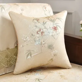 Cream Oriental Blossom Throw Cushion Cream Oriental Blossom Throw Cushion