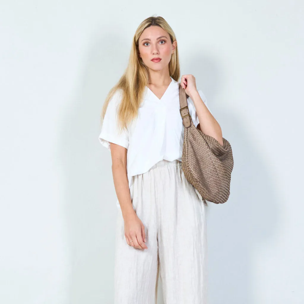 Diamond-pattern leather slouch bag wholesale