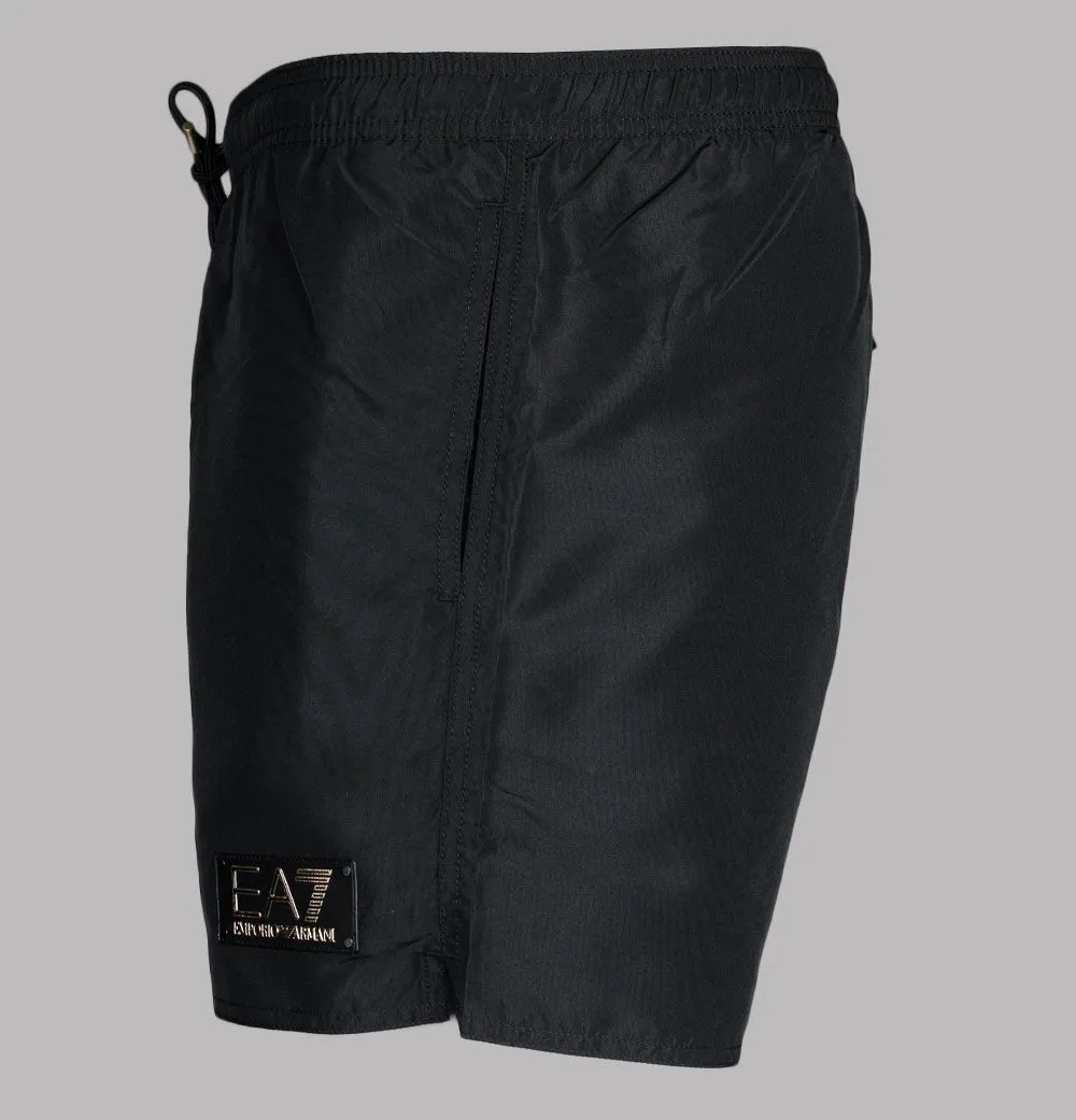 EA7 Gold Badge Logo Swim Shorts Black