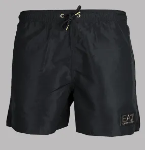 EA7 Gold Badge Logo Swim Shorts Black EA7 Gold Badge Logo Swim Shorts Black