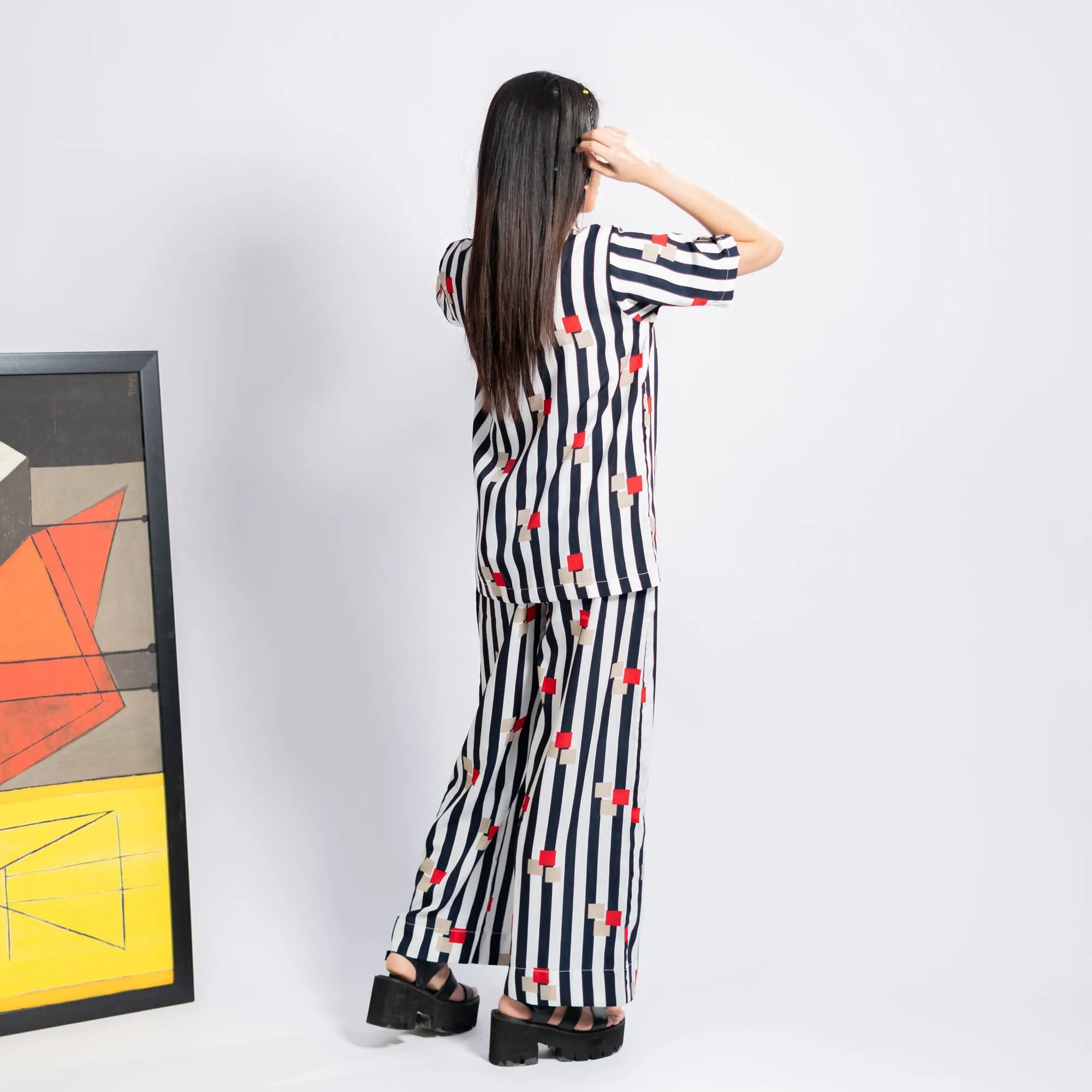 East West By Polo Republica Women's Striped Design Co-Ord Set