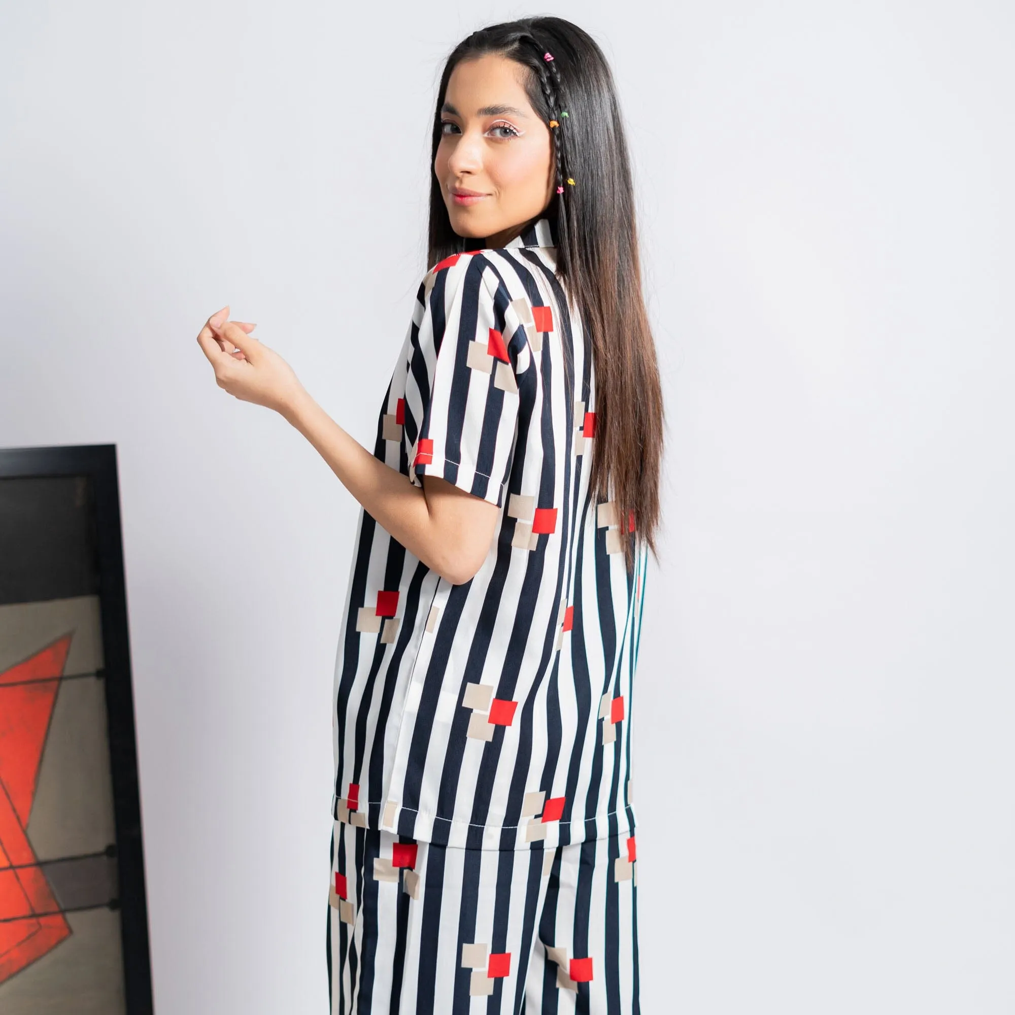 East West By Polo Republica Women's Striped Design Co-Ord Set