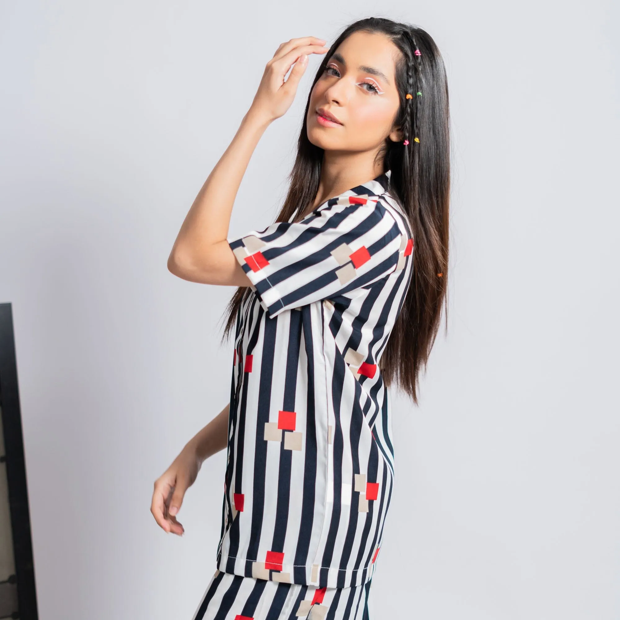 East West By Polo Republica Women's Striped Design Co-Ord Set