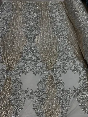 Elegant French Power Spandex Stretch Mesh Lace Sequin Fabric By The Yard Elegant French Power Spandex Stretch Mesh Lace Sequin Fabric By The Yard