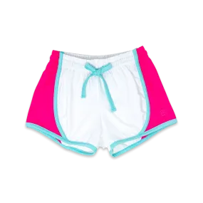 Elise Shorts | White, Power Pink & Turquoise  (5-6, 7-8, 9-10, 11-12) Elise Shorts | White, Power Pink & Turquoise  (5-6, 7-8, 9-10, 11-12)