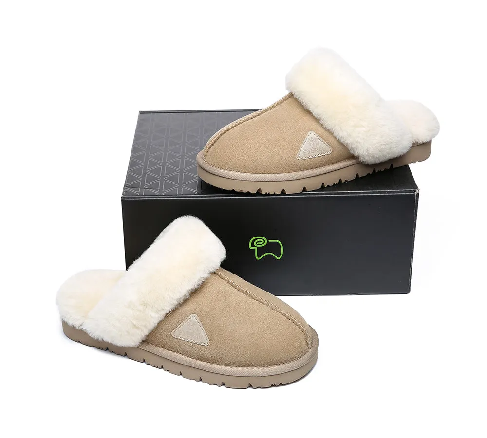 EVERAU® UGG Premium Sheepskin Wool Scuff Slippers Muffin