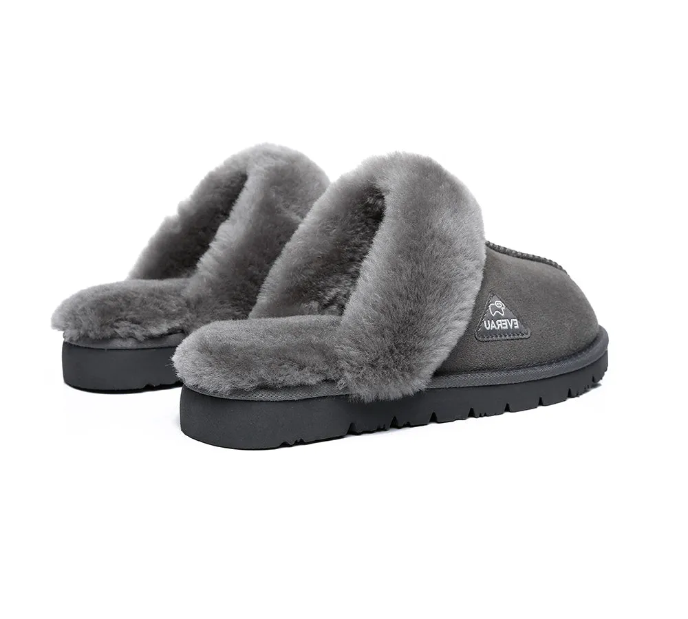 EVERAU® UGG Premium Sheepskin Wool Scuff Slippers Muffin