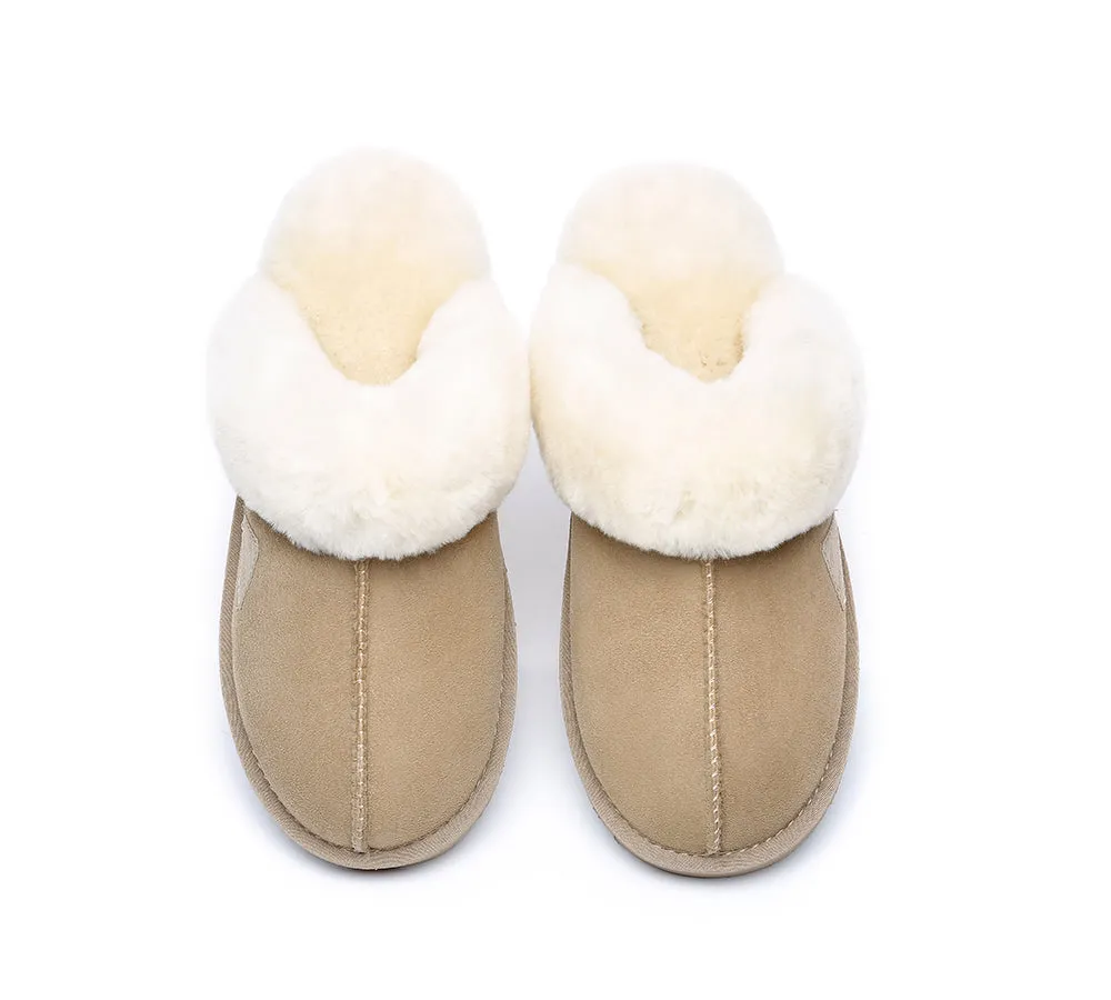 EVERAU® UGG Premium Sheepskin Wool Scuff Slippers Muffin
