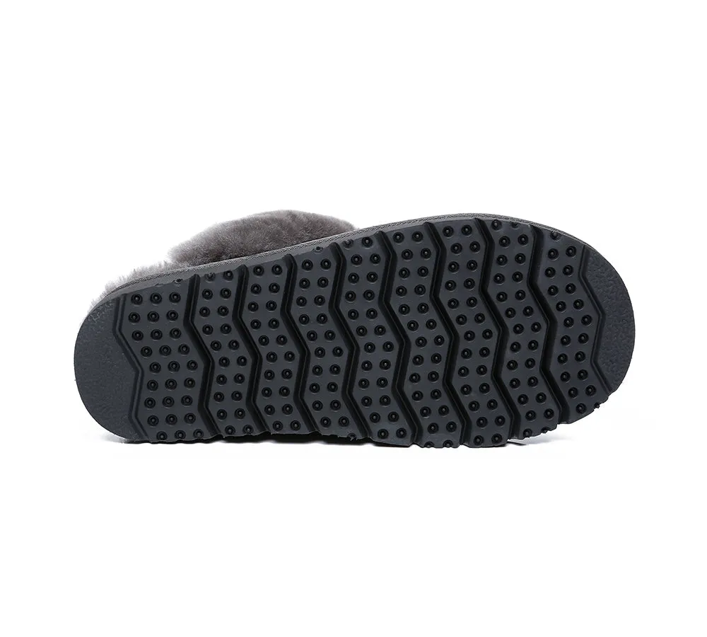 EVERAU® UGG Premium Sheepskin Wool Scuff Slippers Muffin
