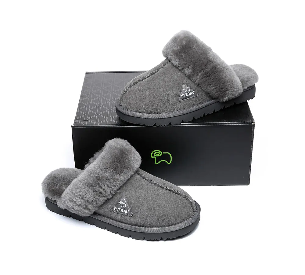 EVERAU® UGG Premium Sheepskin Wool Scuff Slippers Muffin
