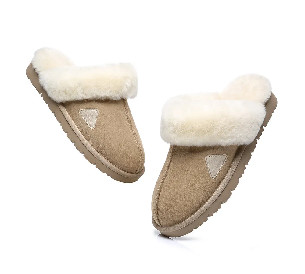EVERAU® UGG Premium Sheepskin Wool Scuff Slippers Muffin