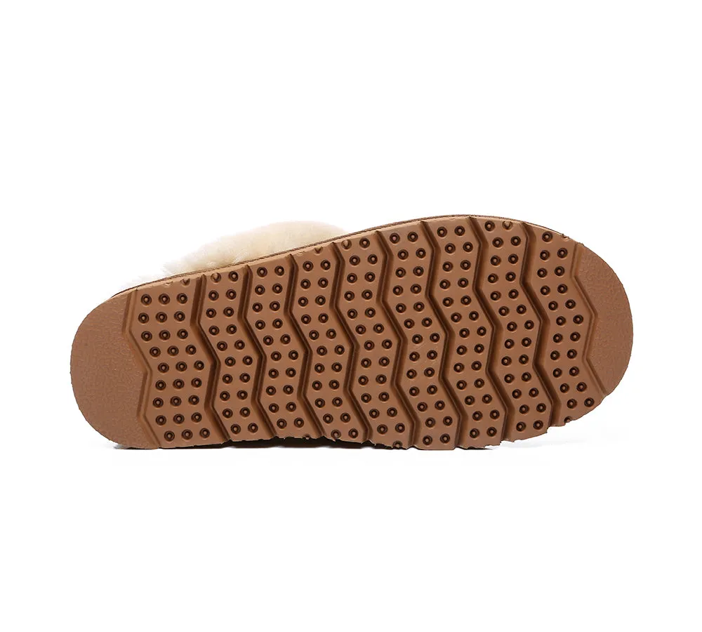 EVERAU® UGG Premium Sheepskin Wool Scuff Slippers Muffin