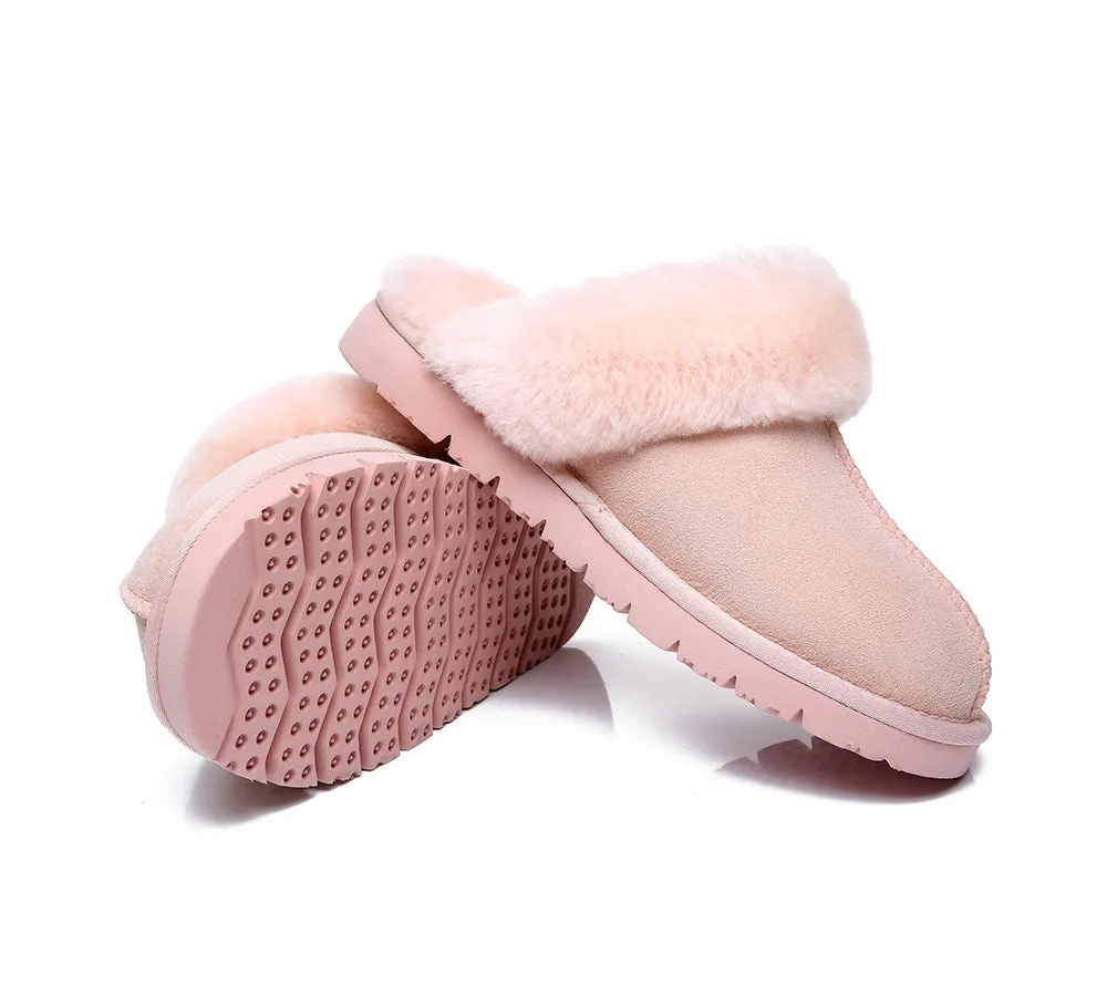 EVERAU® UGG Premium Sheepskin Wool Scuff Slippers Muffin
